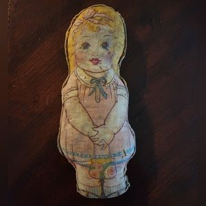 Antique Lithograph Straw Filled Rag Doll